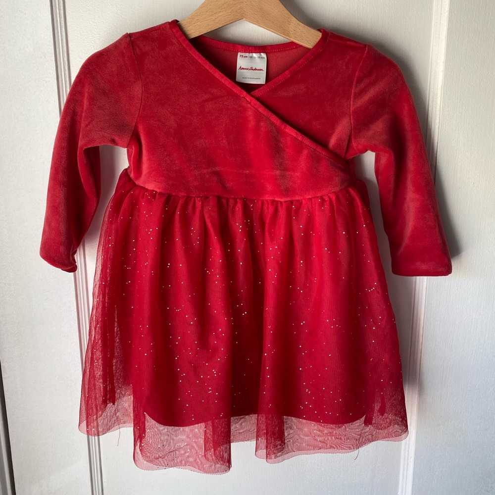 Hannah Andersson Red Velvet Sparkly Dress